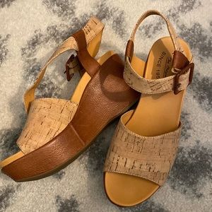 Kork Ease Keirn Ankle Strap Platform Wedge Sandals Natural Cork Brown Size 7